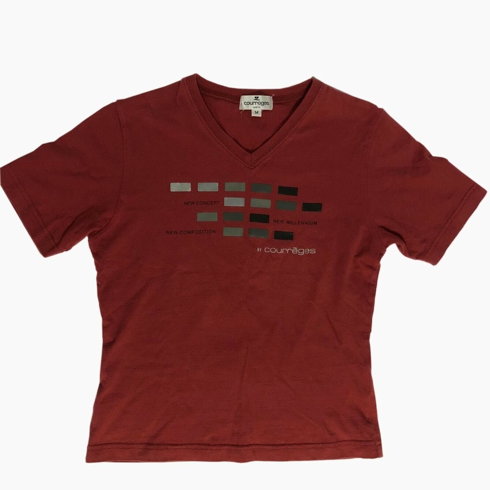 Courreges Paris Women's Tee T-Shirt V-Neck Size M